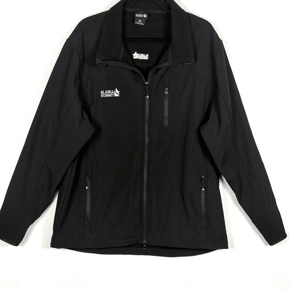 Alaska Summit Mens XL Softshell Jacket Black Fleece Lined Full Zip Outdoor Coat
